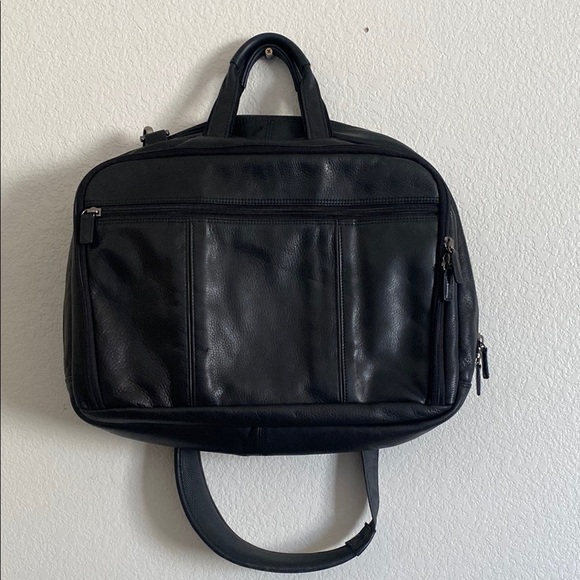 EL PORTAL Men’s Black Premium Leather Briefcase - Picture 2 of 9